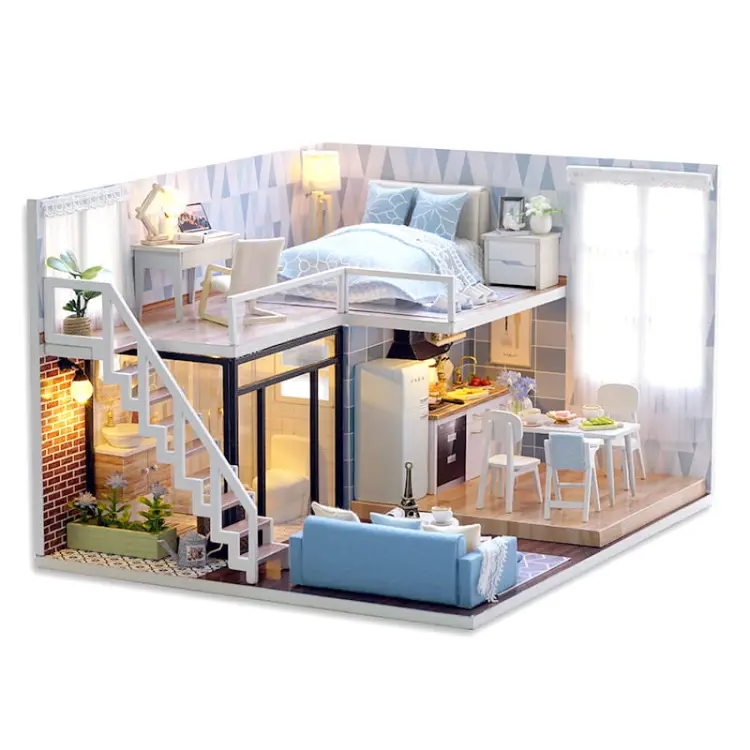 Miniaturowy domek - Niebieski loft