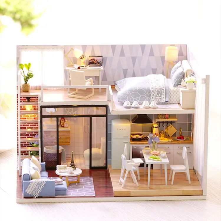 Miniaturowy domek - Niebieski loft