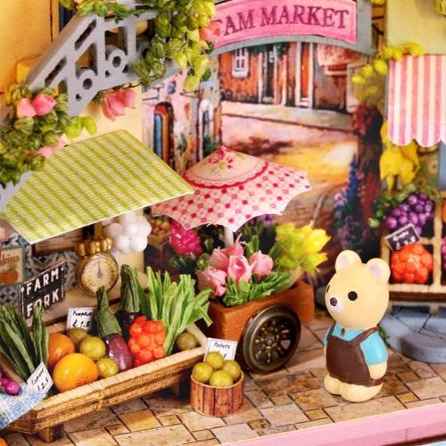 Kolorowy ryneczek - miniaturowy domek DIY