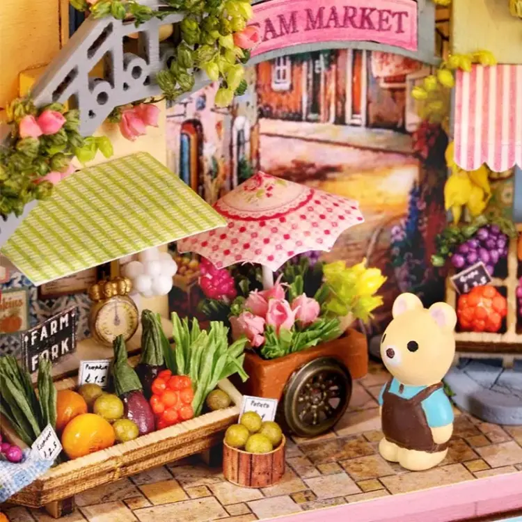 Kolorowy ryneczek - miniaturowy domek DIY