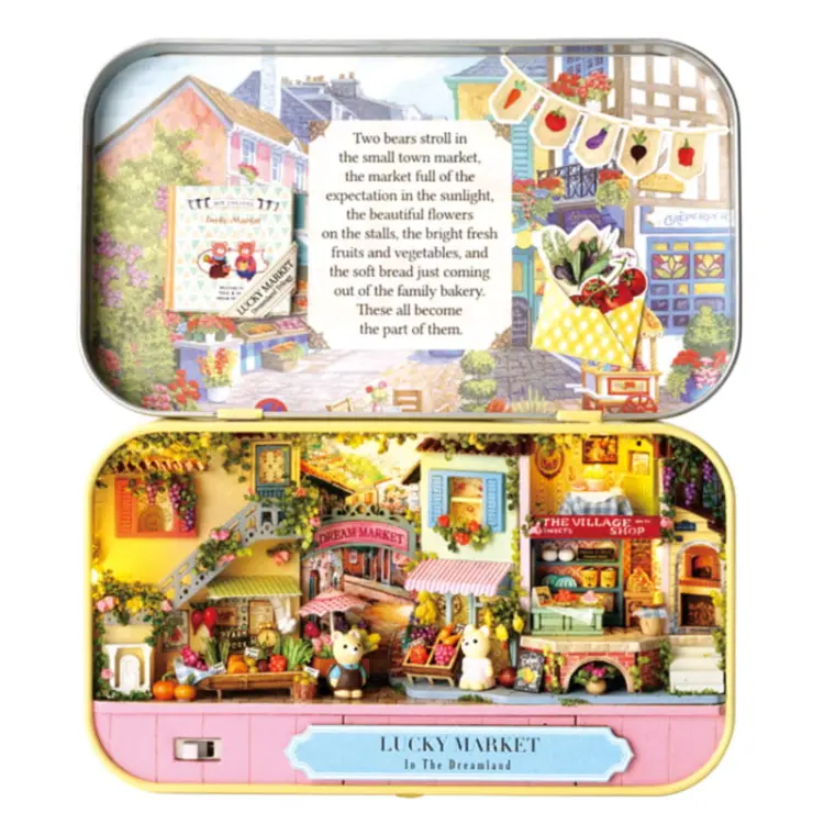 Kolorowy ryneczek - miniaturowy domek DIY