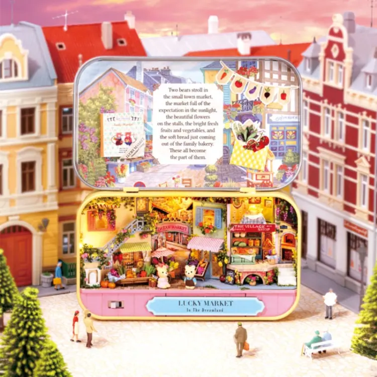 Kolorowy ryneczek - miniaturowy domek DIY