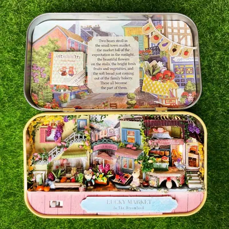Kolorowy ryneczek - miniaturowy domek DIY