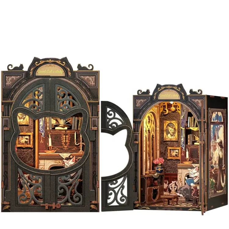 Salonik Hrabiego Kota*- Miniaturowy domek mini Book Nook CuteBee