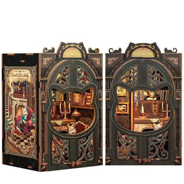 Salonik Hrabiego Kota*- Miniaturowy domek mini Book Nook CuteBee