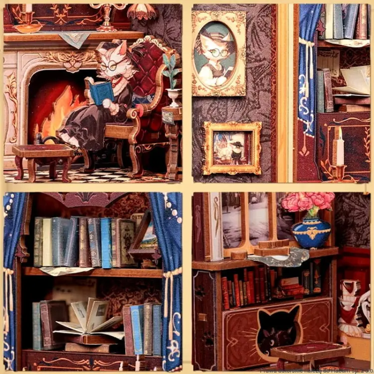 Salonik Hrabiego Kota*- Miniaturowy domek mini Book Nook CuteBee
