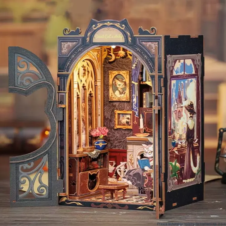 Salonik Hrabiego Kota*- Miniaturowy domek mini Book Nook CuteBee